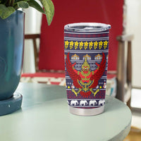 Thailand Christmas Tumbler Cup with Yellow Flower Tree Garuda Emblem and Elephant Holiday - Wonder Print Shop
