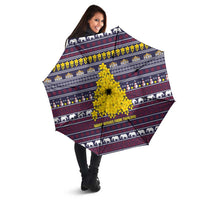 Thailand Christmas Umbrella with Yellow Flower Tree Garuda Emblem and Elephant Holiday - Wonder Print Shop