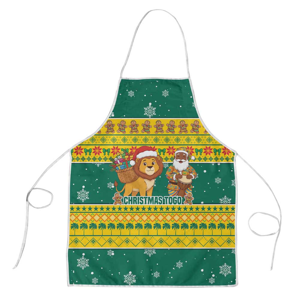 Togo Christmas Apron with Santa Lion Drummer Gingerbread and National Emblem - Wonder Print Shop
