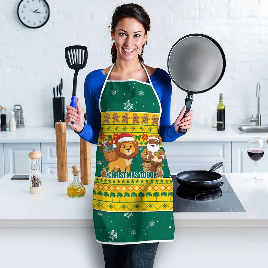 Togo Christmas Apron with Santa Lion Drummer Gingerbread and National Emblem - Wonder Print Shop