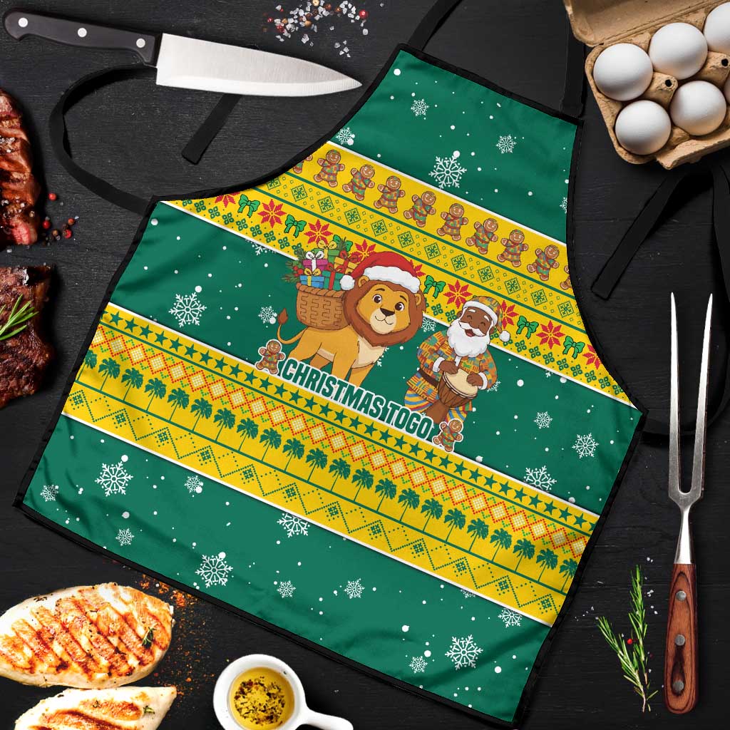 Togo Christmas Apron with Santa Lion Drummer Gingerbread and National Emblem - Wonder Print Shop