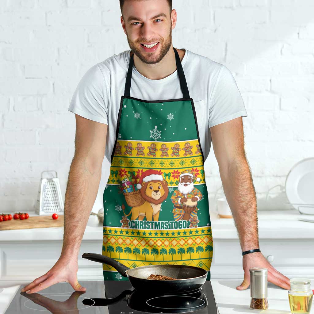 Togo Christmas Apron with Santa Lion Drummer Gingerbread and National Emblem - Wonder Print Shop
