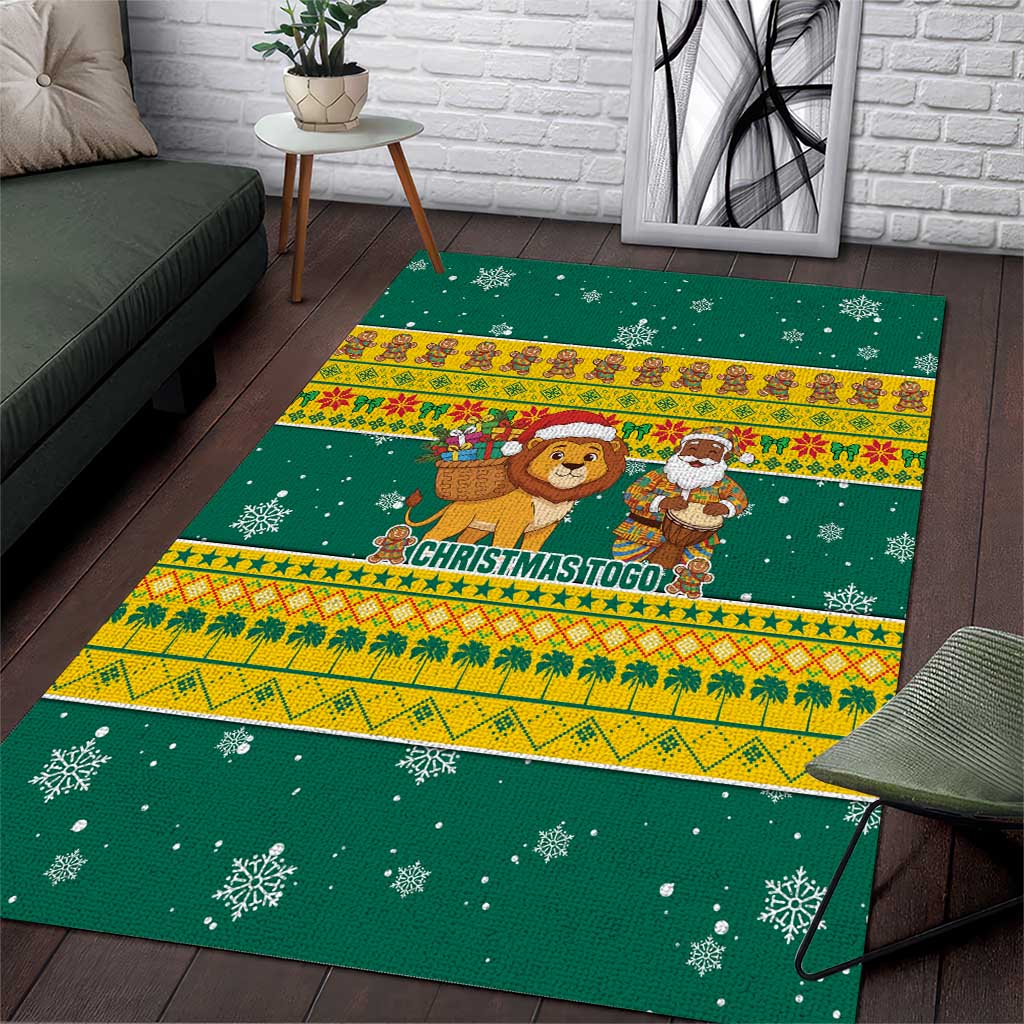 Togo Christmas Area Rug with Santa Lion Drummer Gingerbread and National Emblem - Wonder Print Shop