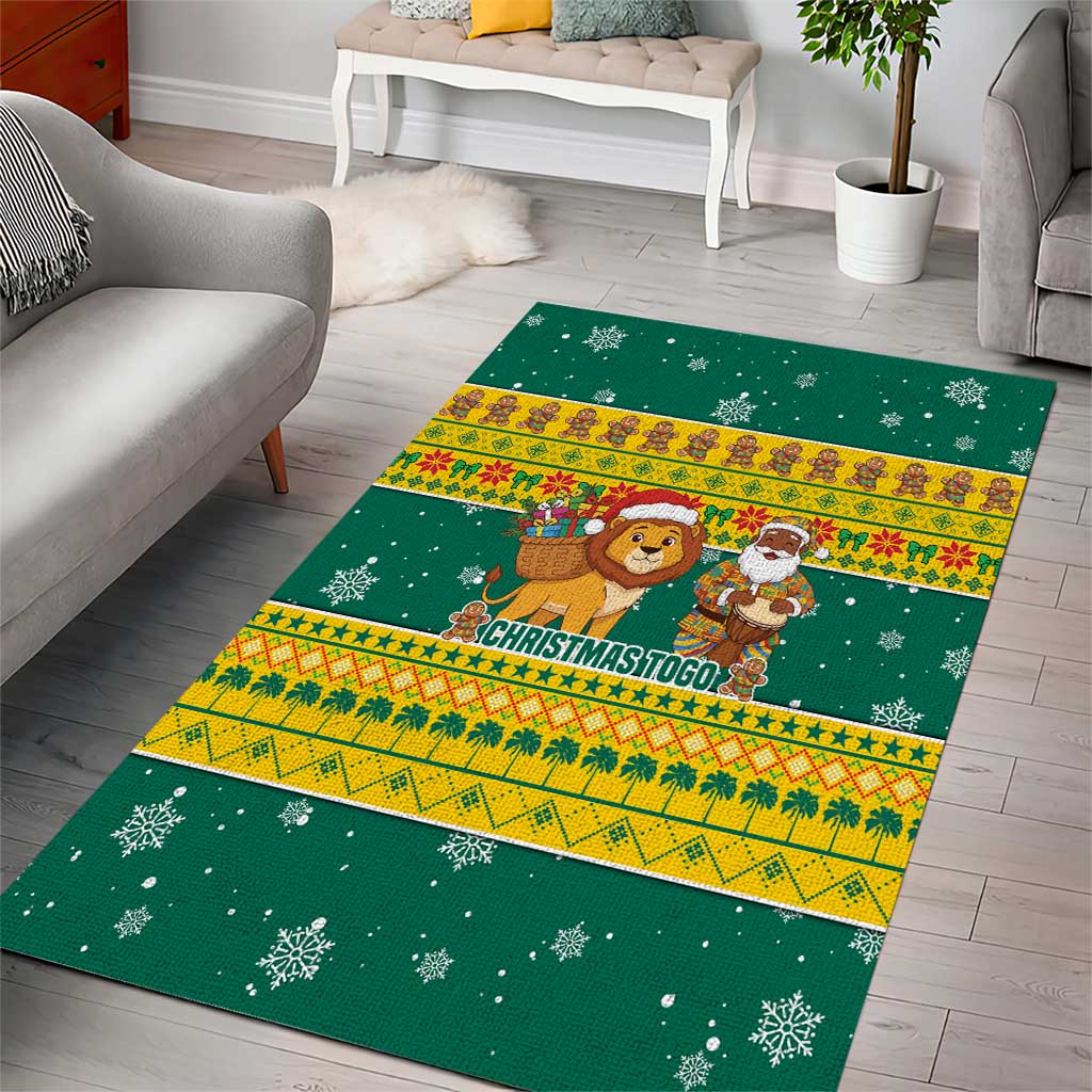 Togo Christmas Area Rug with Santa Lion Drummer Gingerbread and National Emblem - Wonder Print Shop