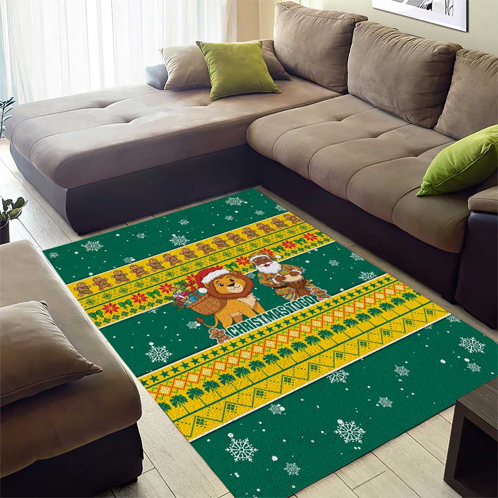 Togo Christmas Area Rug with Santa Lion Drummer Gingerbread and National Emblem - Wonder Print Shop