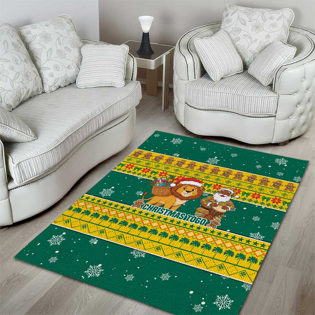 Togo Christmas Area Rug with Santa Lion Drummer Gingerbread and National Emblem - Wonder Print Shop