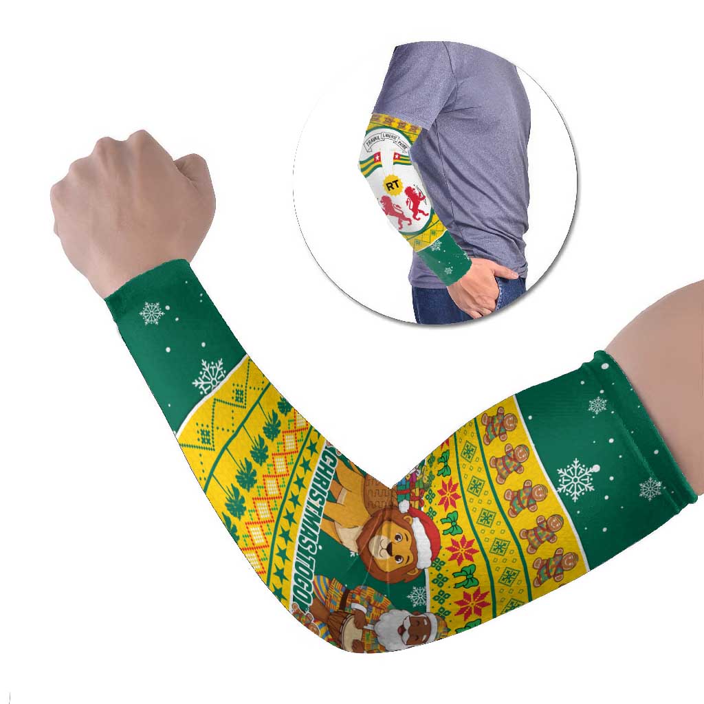 Togo Christmas Arm Sleeves with Santa Lion Drummer Gingerbread and National Emblem - Wonder Print Shop