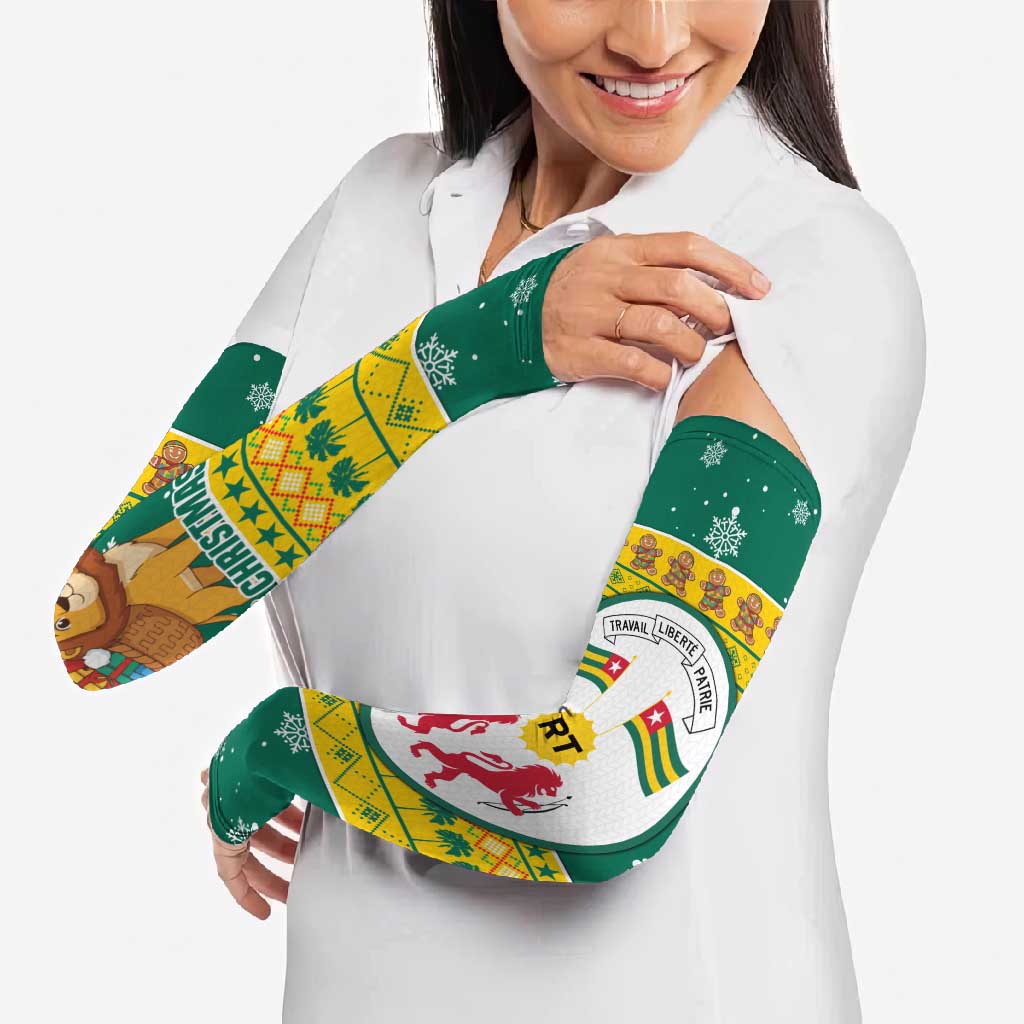 Togo Christmas Arm Sleeves with Santa Lion Drummer Gingerbread and National Emblem - Wonder Print Shop