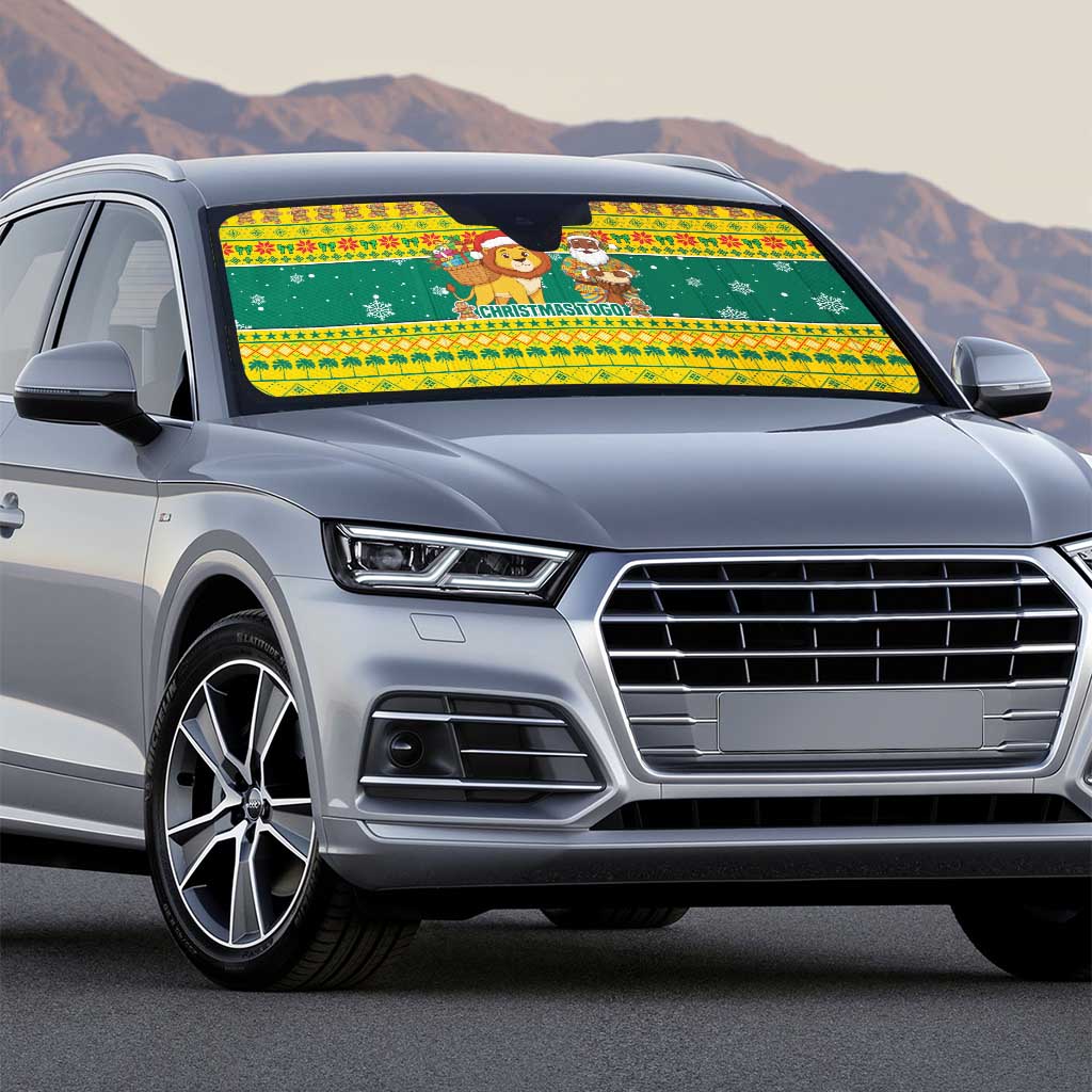 Togo Christmas Auto Sun Shade with Santa Lion Drummer Gingerbread and National Emblem - Wonder Print Shop