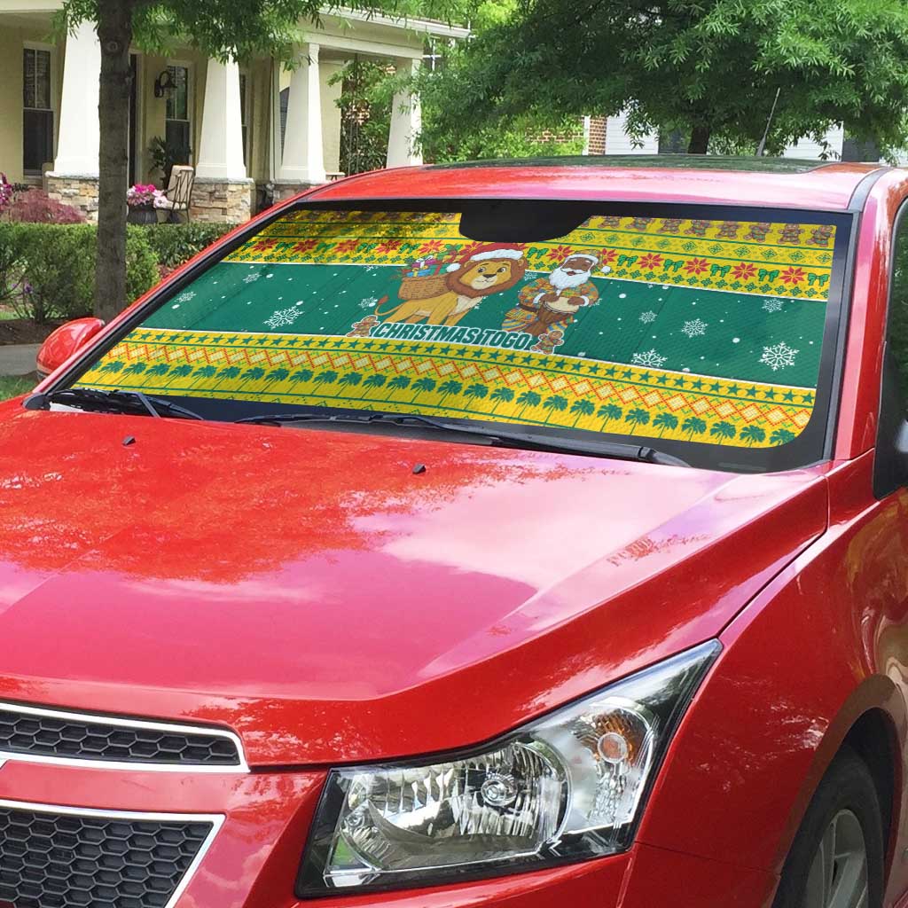 Togo Christmas Auto Sun Shade with Santa Lion Drummer Gingerbread and National Emblem - Wonder Print Shop