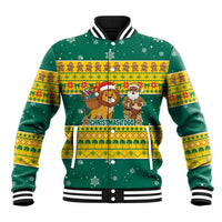 Togo Christmas Baseball Jacket with Santa Lion Drummer Gingerbread and National Emblem - Wonder Print Shop