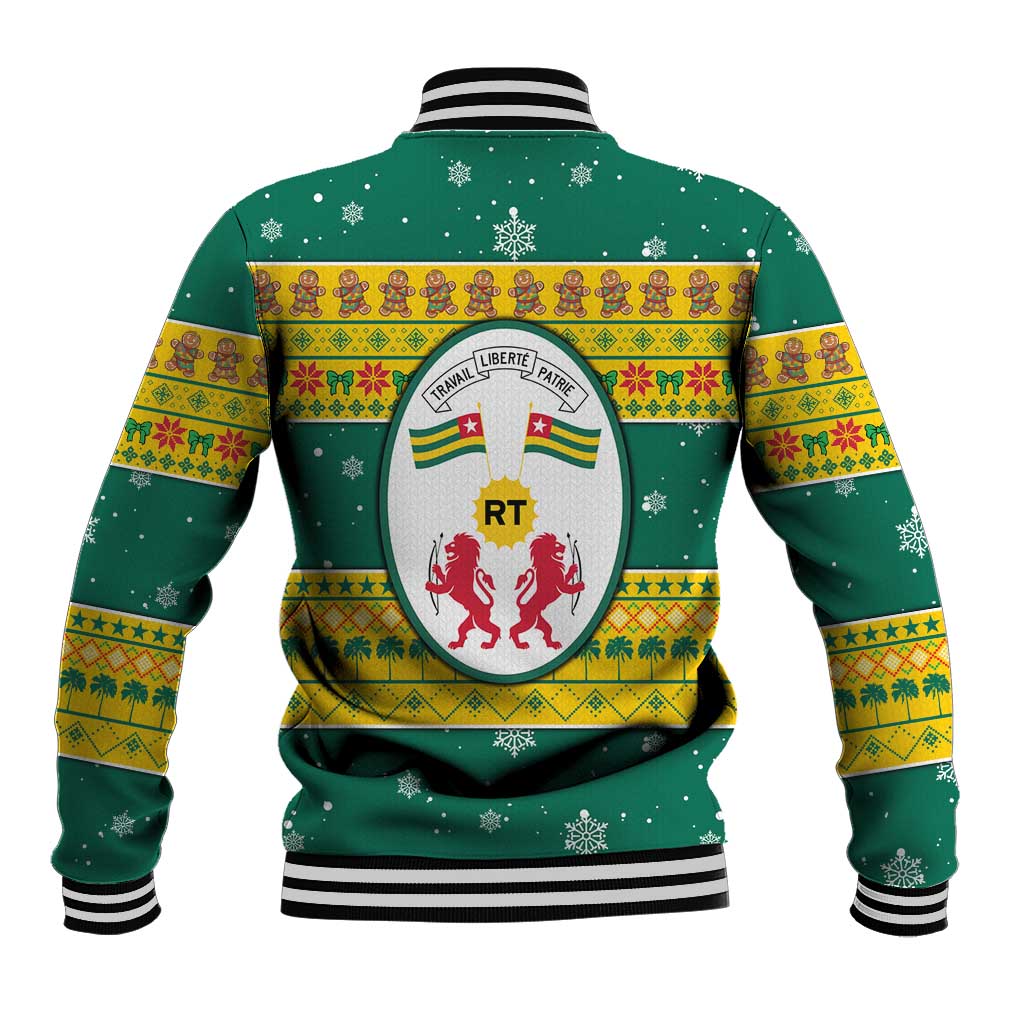 Togo Christmas Baseball Jacket with Santa Lion Drummer Gingerbread and National Emblem - Wonder Print Shop