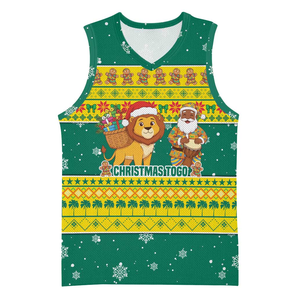Togo Christmas Basketball Jersey with Santa Lion Drummer Gingerbread and National Emblem - Wonder Print Shop
