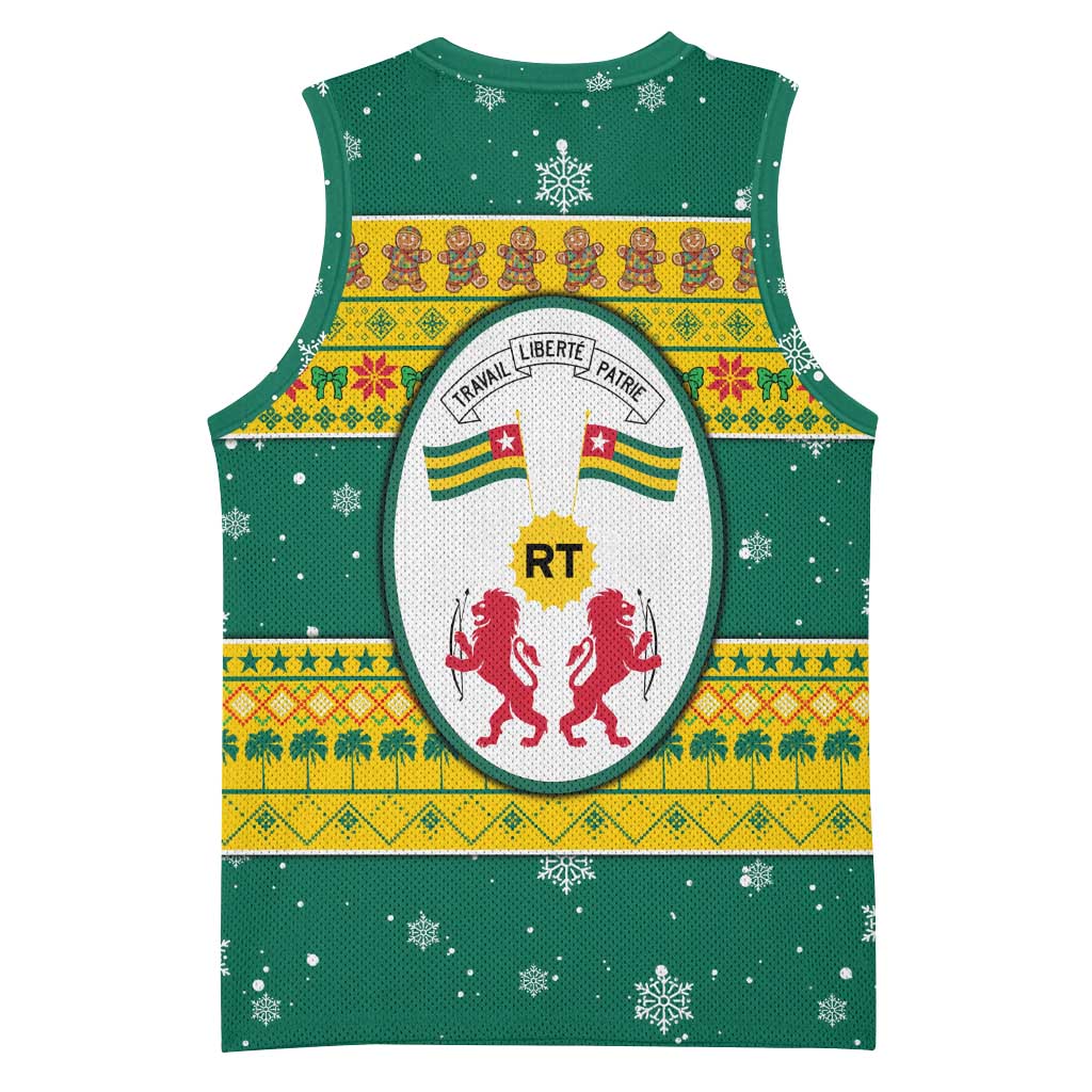 Togo Christmas Basketball Jersey with Santa Lion Drummer Gingerbread and National Emblem - Wonder Print Shop