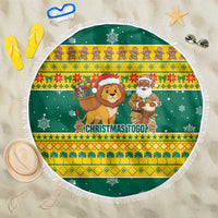 Togo Christmas Beach Blanket with Santa Lion Drummer Gingerbread and National Emblem - Wonder Print Shop