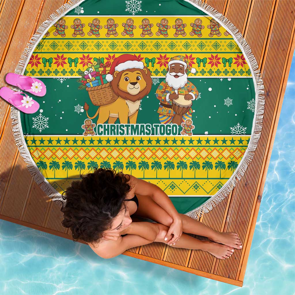 Togo Christmas Beach Blanket with Santa Lion Drummer Gingerbread and National Emblem - Wonder Print Shop