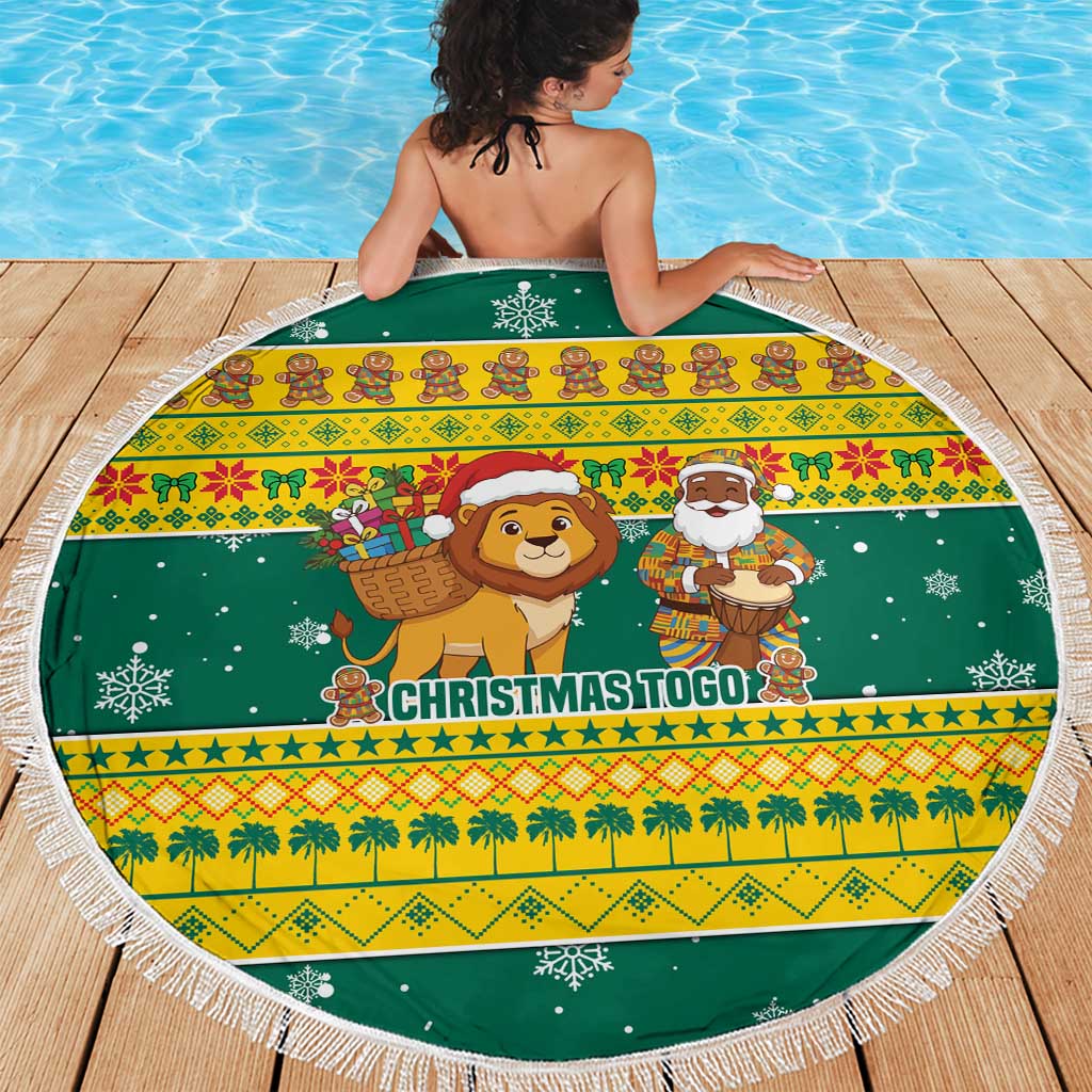 Togo Christmas Beach Blanket with Santa Lion Drummer Gingerbread and National Emblem - Wonder Print Shop