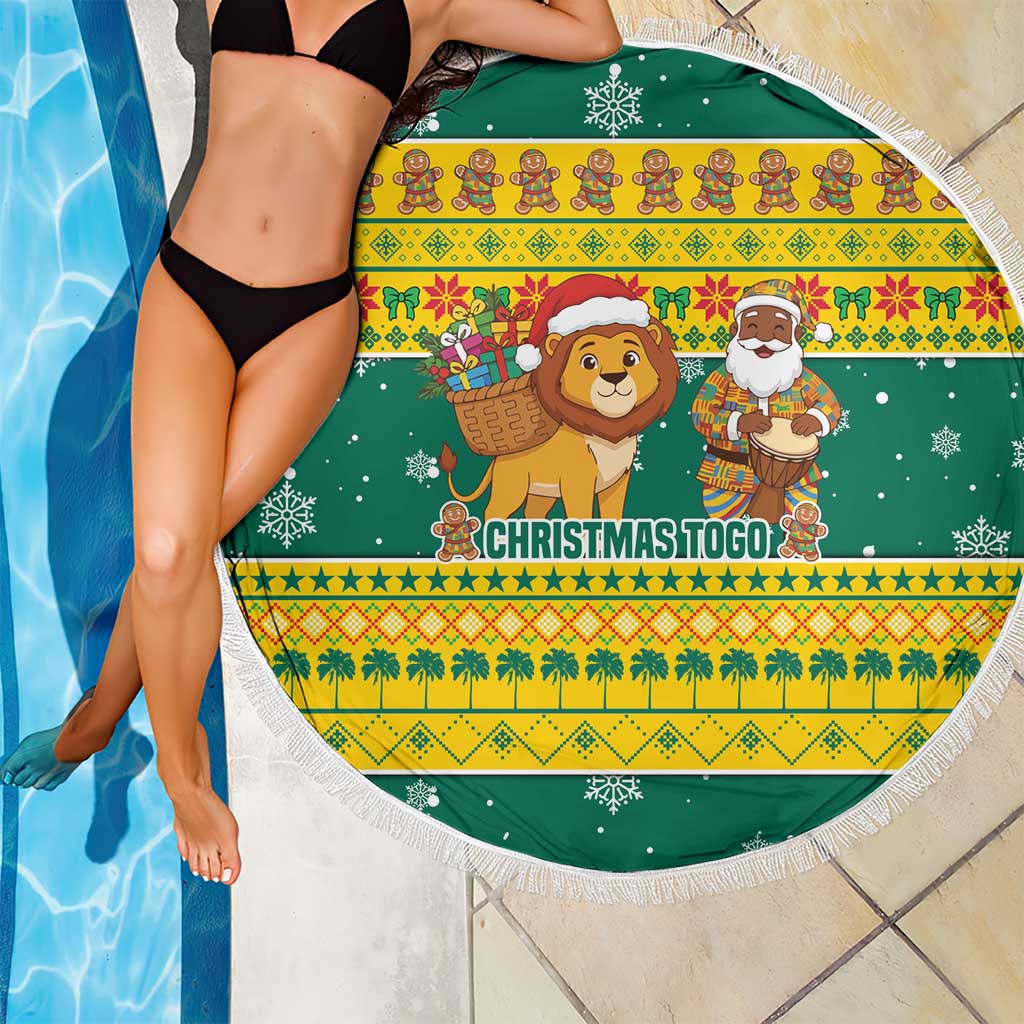 Togo Christmas Beach Blanket with Santa Lion Drummer Gingerbread and National Emblem - Wonder Print Shop