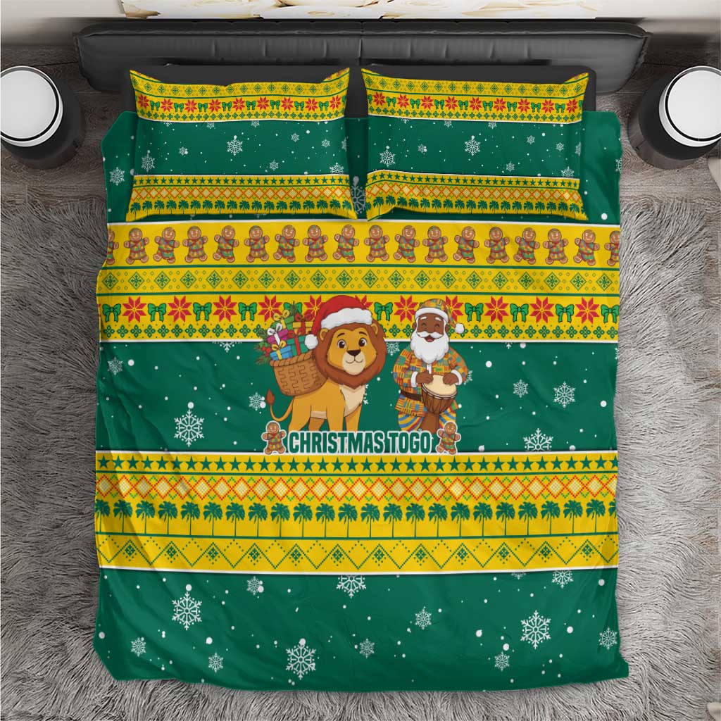 Togo Christmas Bedding Set with Santa Lion Drummer Gingerbread and National Emblem - Wonder Print Shop