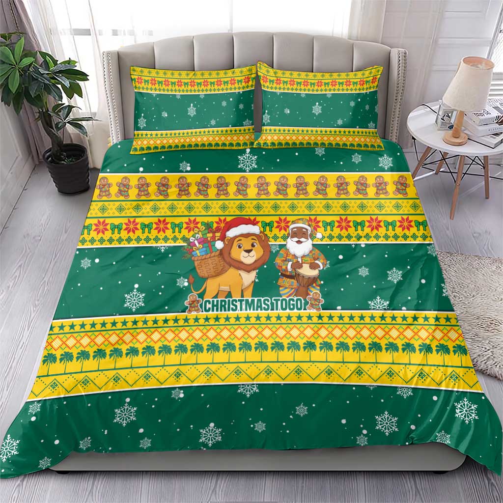 Togo Christmas Bedding Set with Santa Lion Drummer Gingerbread and National Emblem - Wonder Print Shop