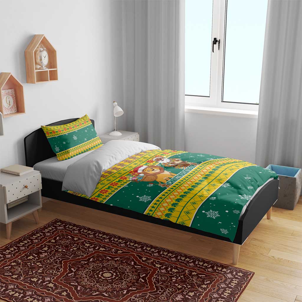 Togo Christmas Bedding Set with Santa Lion Drummer Gingerbread and National Emblem - Wonder Print Shop