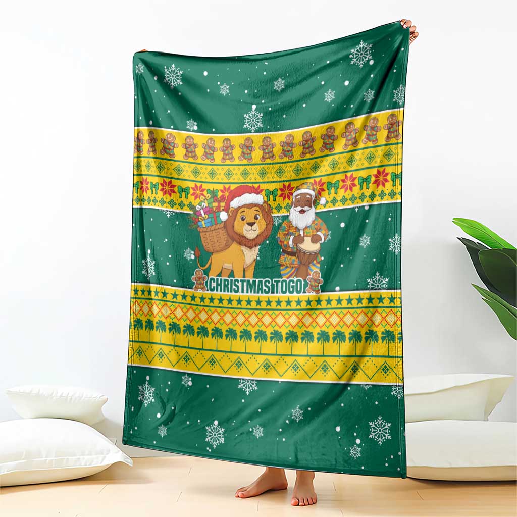 Togo Christmas Blanket with Santa Lion Drummer Gingerbread and National Emblem - Wonder Print Shop