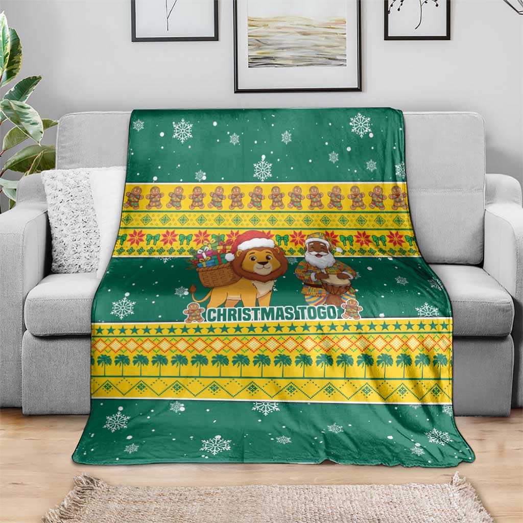 Togo Christmas Blanket with Santa Lion Drummer Gingerbread and National Emblem - Wonder Print Shop