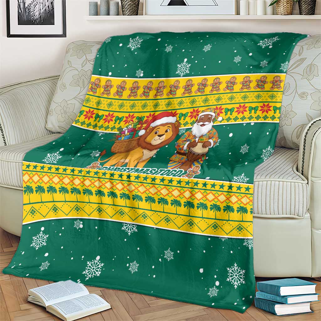Togo Christmas Blanket with Santa Lion Drummer Gingerbread and National Emblem - Wonder Print Shop