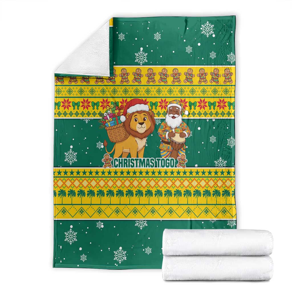 Togo Christmas Blanket with Santa Lion Drummer Gingerbread and National Emblem - Wonder Print Shop