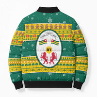 Togo Christmas Bomber Puffer Jacket with Santa Lion Drummer Gingerbread and National Emblem - Wonder Print Shop
