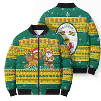 Togo Christmas Bomber Puffer Jacket with Santa Lion Drummer Gingerbread and National Emblem - Wonder Print Shop
