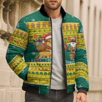 Togo Christmas Bomber Puffer Jacket with Santa Lion Drummer Gingerbread and National Emblem - Wonder Print Shop