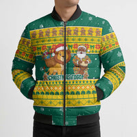 Togo Christmas Bomber Puffer Jacket with Santa Lion Drummer Gingerbread and National Emblem - Wonder Print Shop