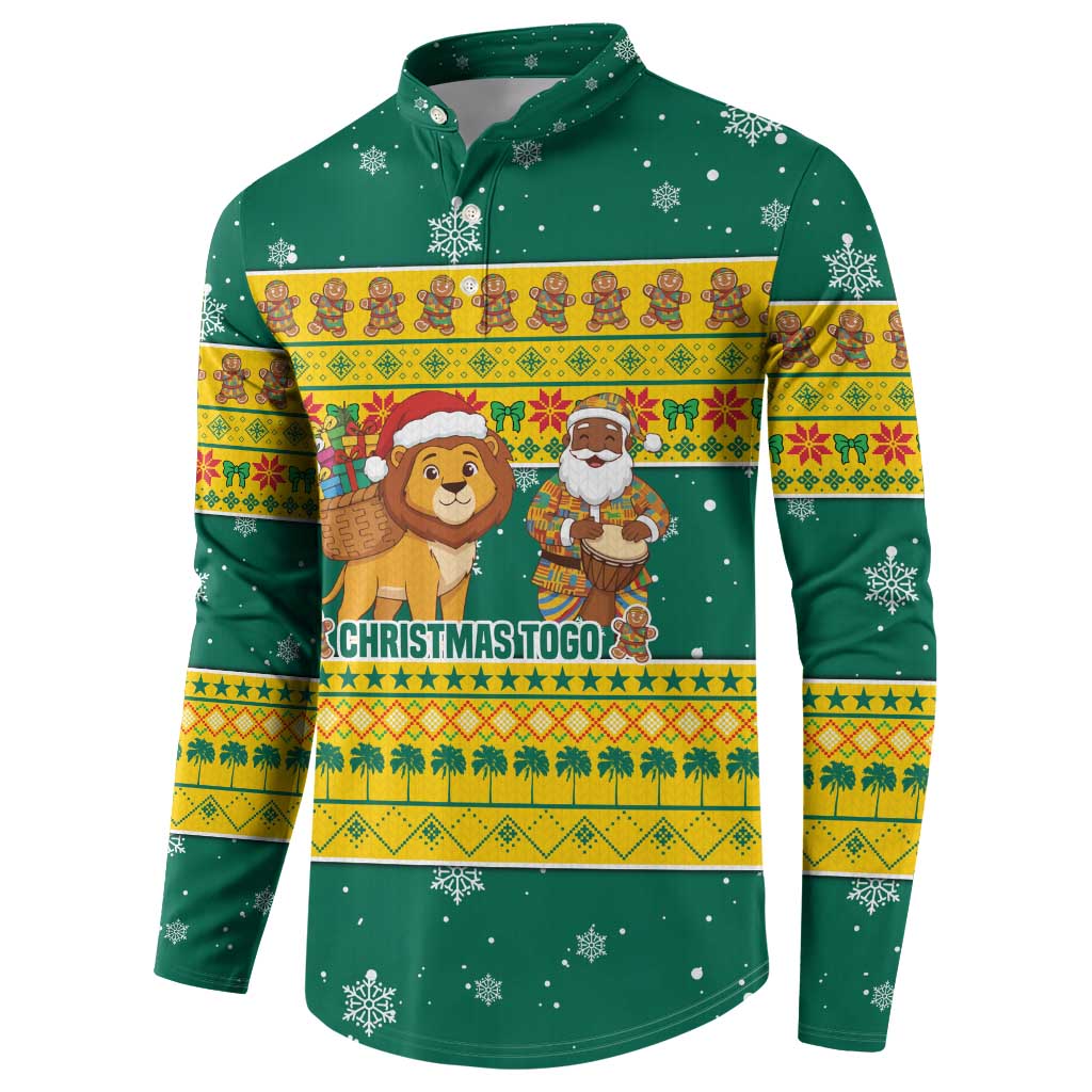 Togo Christmas Button Sweatshirt with Santa Lion Drummer Gingerbread and National Emblem - Wonder Print Shop
