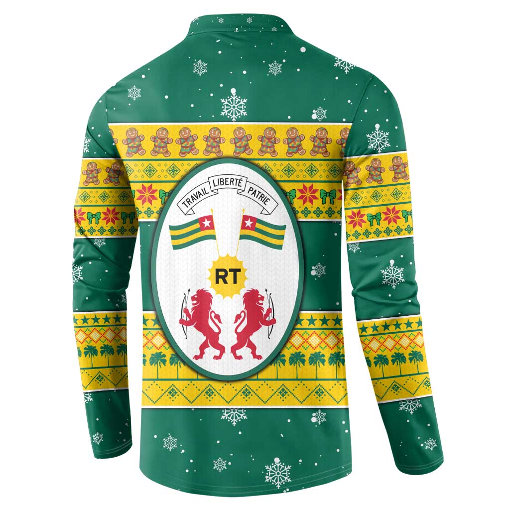 Togo Christmas Button Sweatshirt with Santa Lion Drummer Gingerbread and National Emblem - Wonder Print Shop