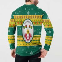 Togo Christmas Button Sweatshirt with Santa Lion Drummer Gingerbread and National Emblem - Wonder Print Shop