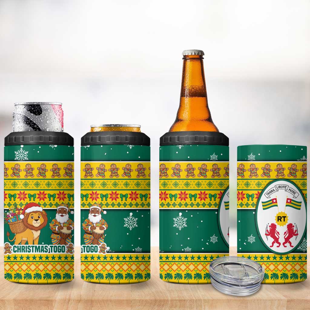 Togo Christmas 4 in 1 Can Cooler Tumbler with Santa Lion Drummer Gingerbread and National Emblem - Wonder Print Shop