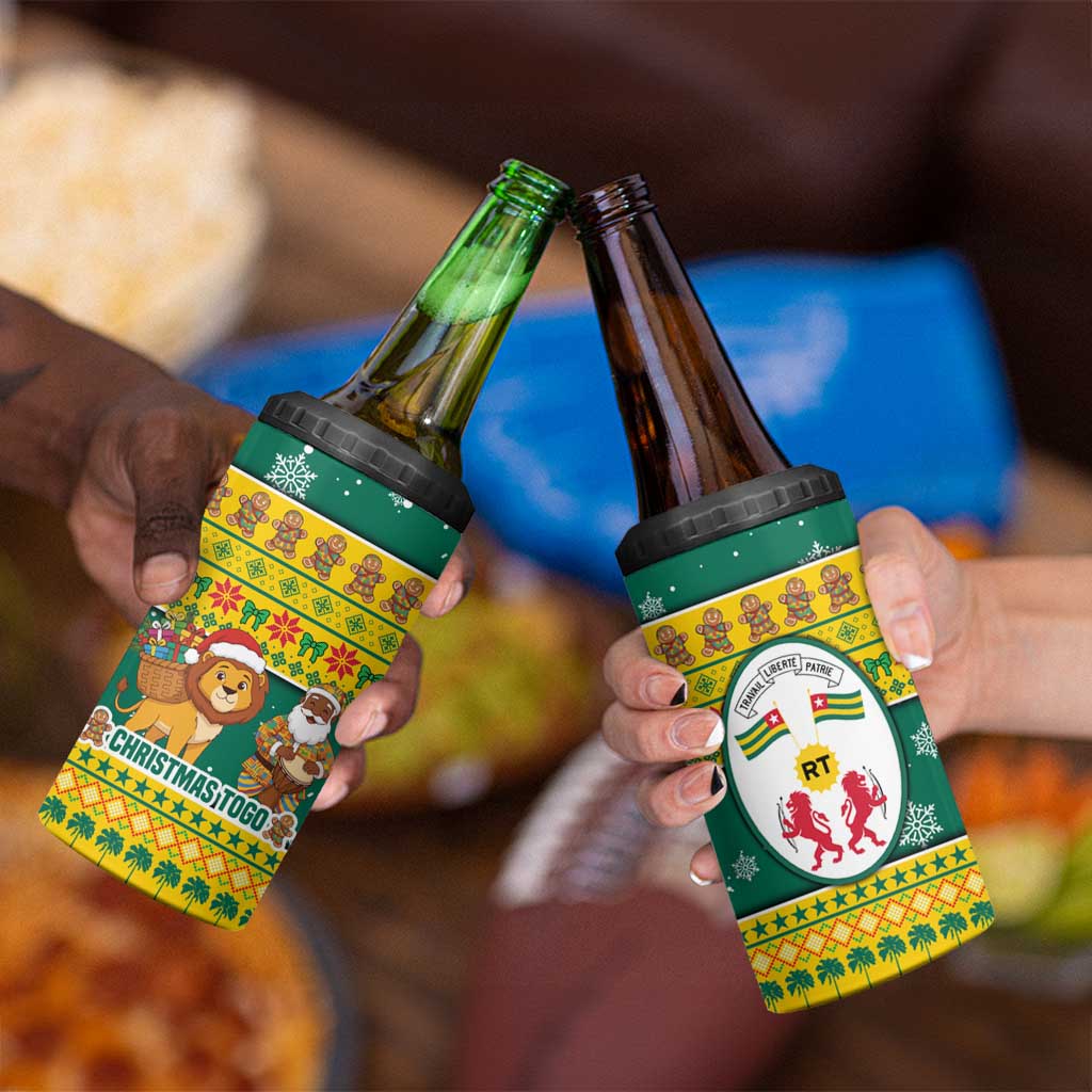 Togo Christmas 4 in 1 Can Cooler Tumbler with Santa Lion Drummer Gingerbread and National Emblem - Wonder Print Shop