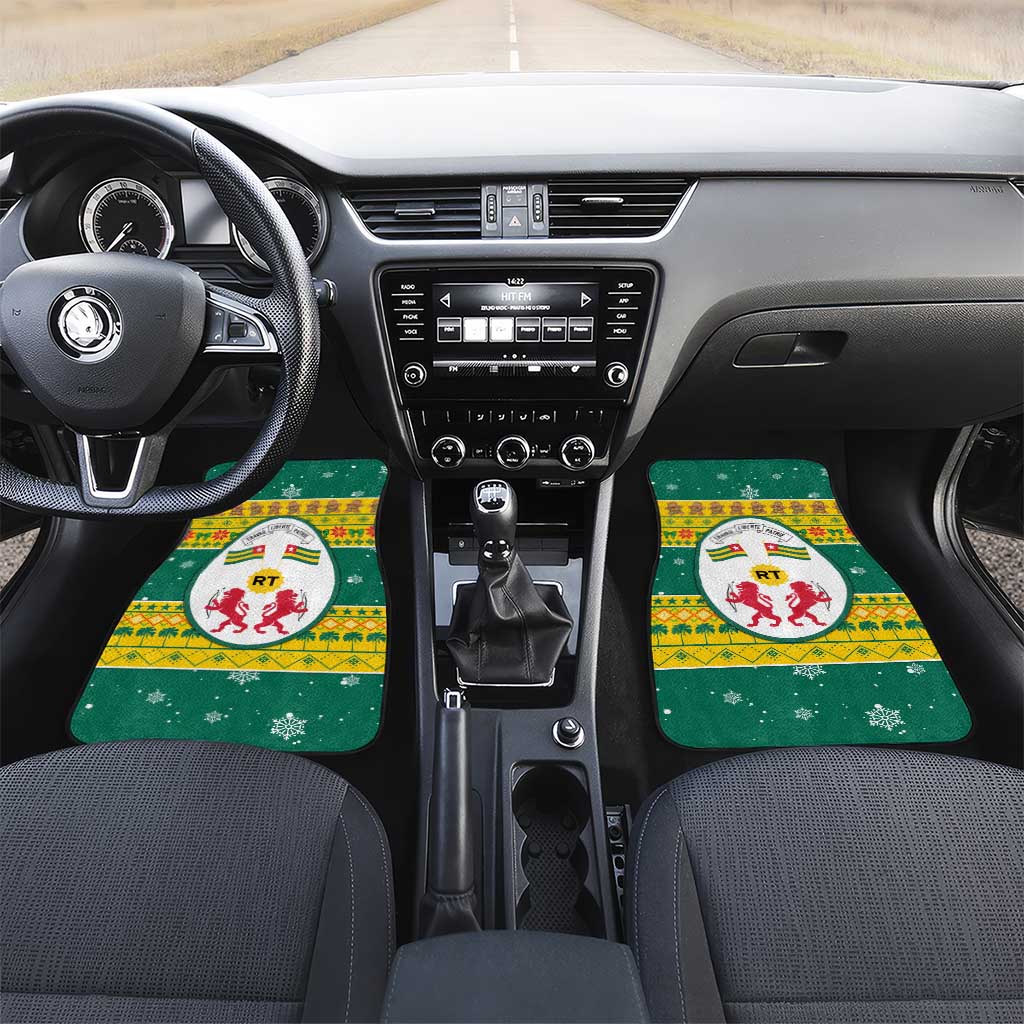 Togo Christmas Car Mats with Santa Lion Drummer Gingerbread and National Emblem - Wonder Print Shop