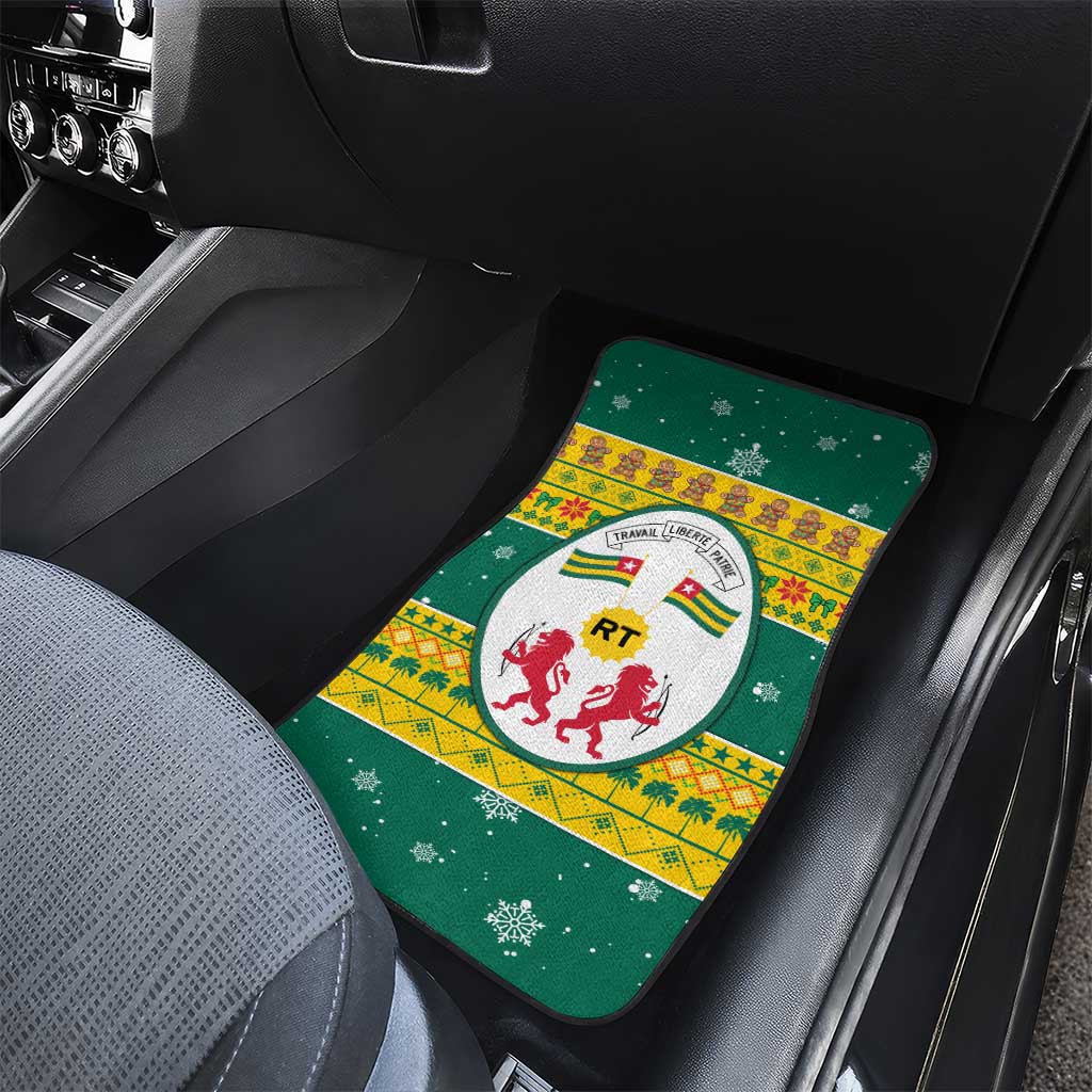 Togo Christmas Car Mats with Santa Lion Drummer Gingerbread and National Emblem - Wonder Print Shop