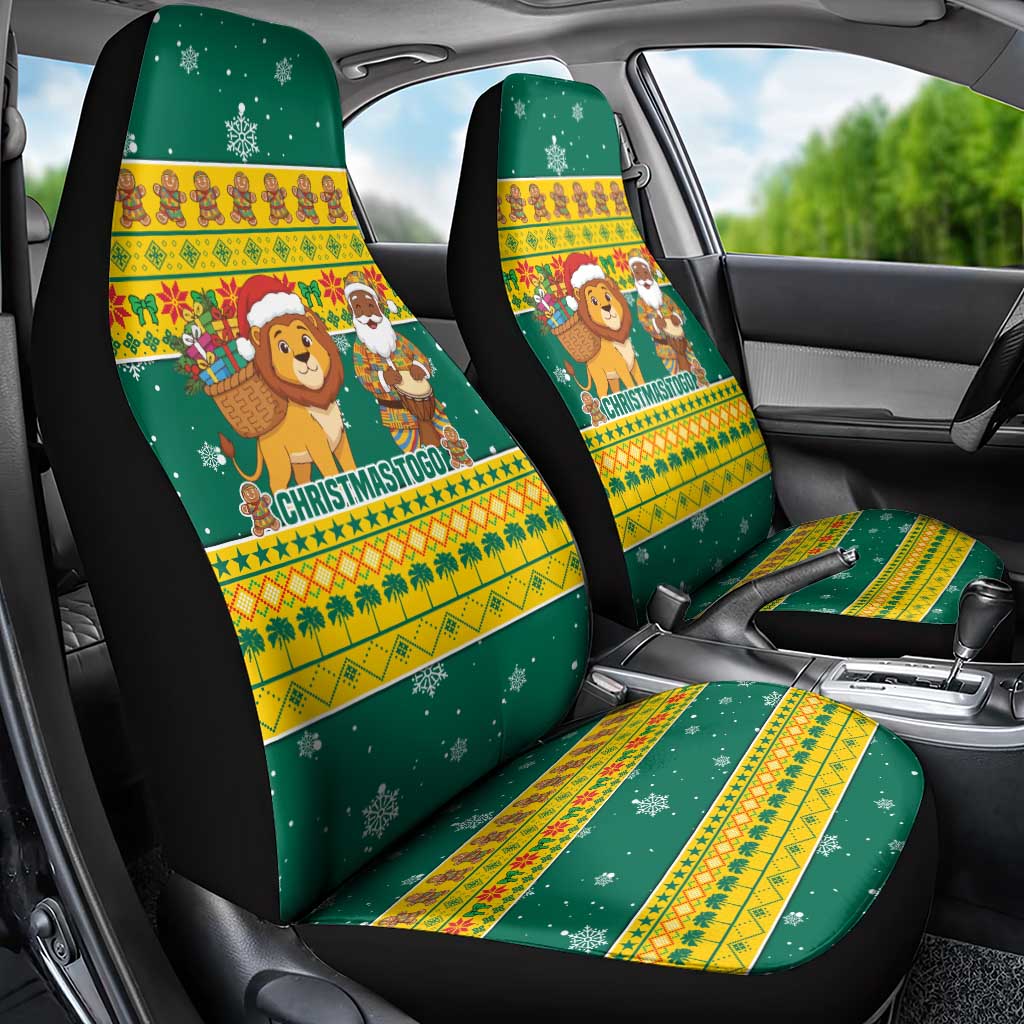 Togo Christmas Car Seat Cover with Santa Lion Drummer Gingerbread and National Emblem - Wonder Print Shop