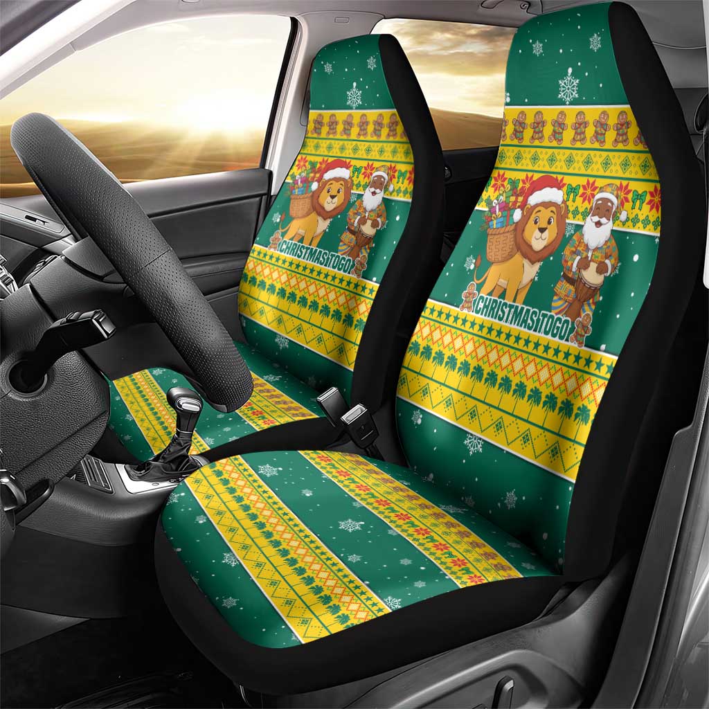 Togo Christmas Car Seat Cover with Santa Lion Drummer Gingerbread and National Emblem - Wonder Print Shop