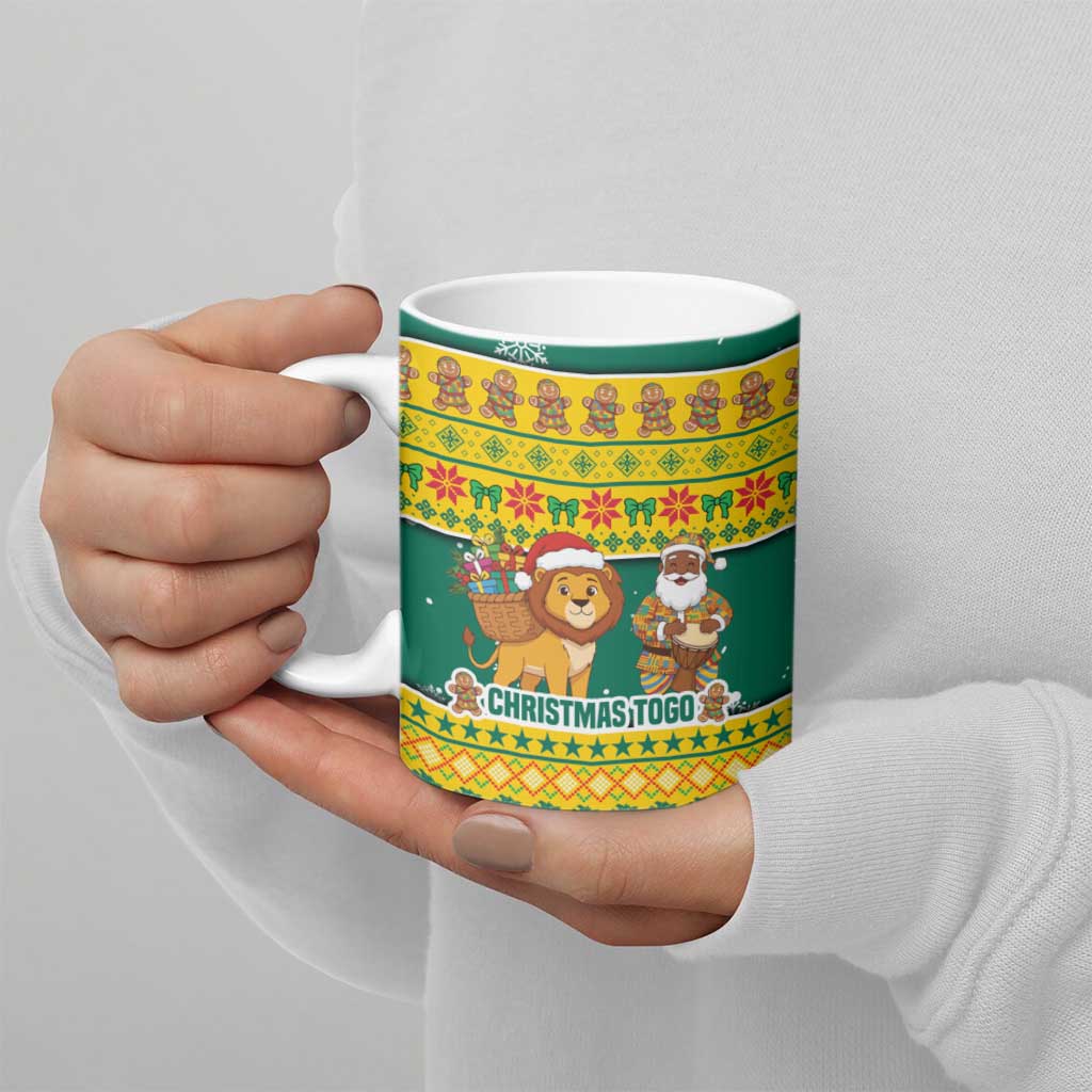 Togo Christmas Ceramic Mug with Santa Lion Drummer Gingerbread and National Emblem - Wonder Print Shop