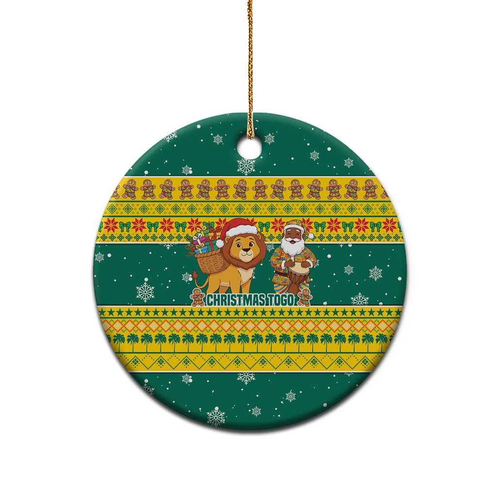 Togo Christmas Ceramic Ornament with Santa Lion Drummer Gingerbread and National Emblem - Wonder Print Shop