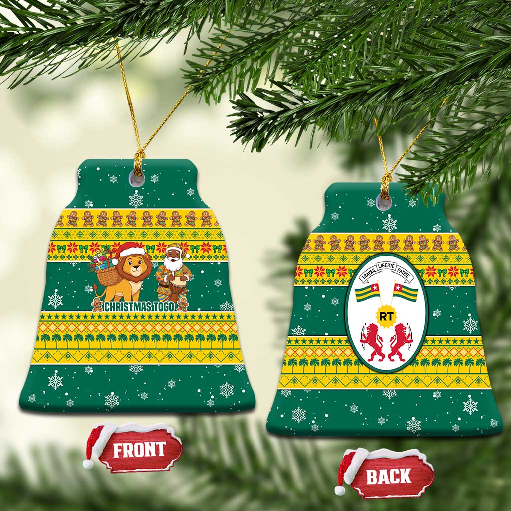 Togo Christmas Ceramic Ornament with Santa Lion Drummer Gingerbread and National Emblem - Wonder Print Shop