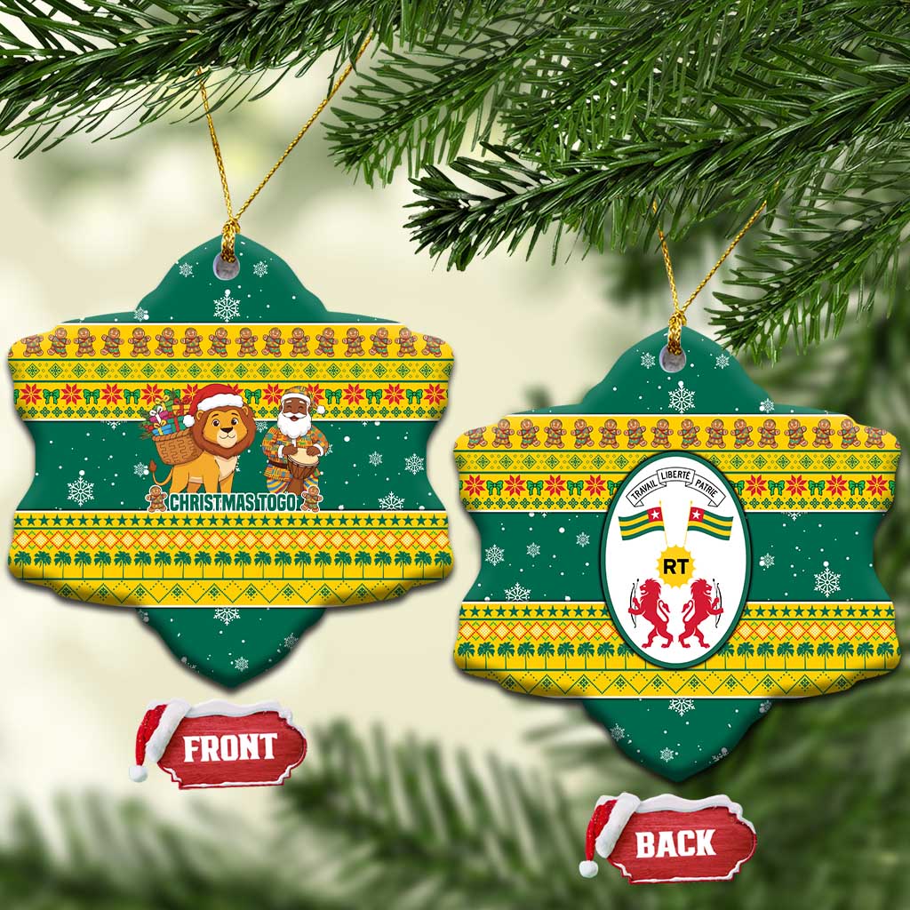 Togo Christmas Ceramic Ornament with Santa Lion Drummer Gingerbread and National Emblem - Wonder Print Shop