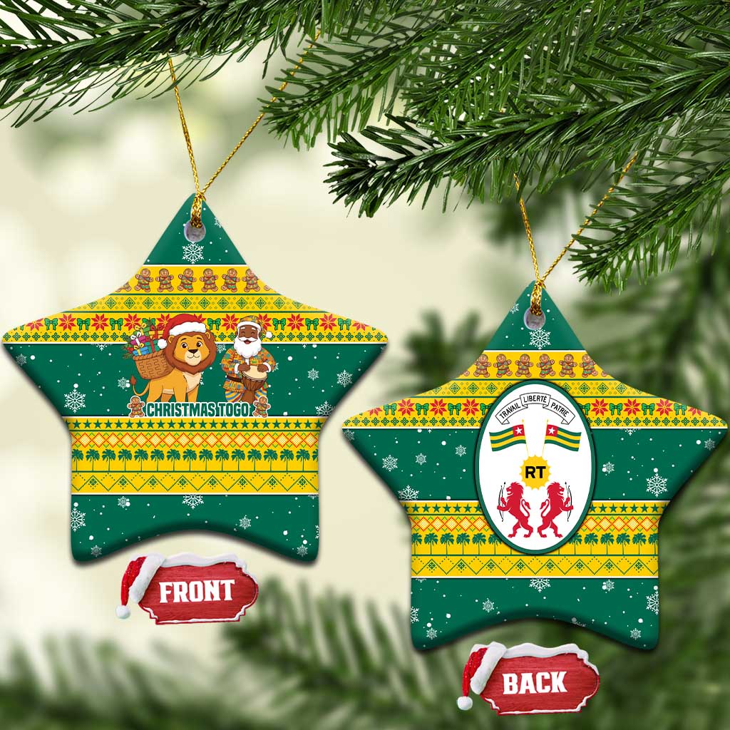 Togo Christmas Ceramic Ornament with Santa Lion Drummer Gingerbread and National Emblem - Wonder Print Shop