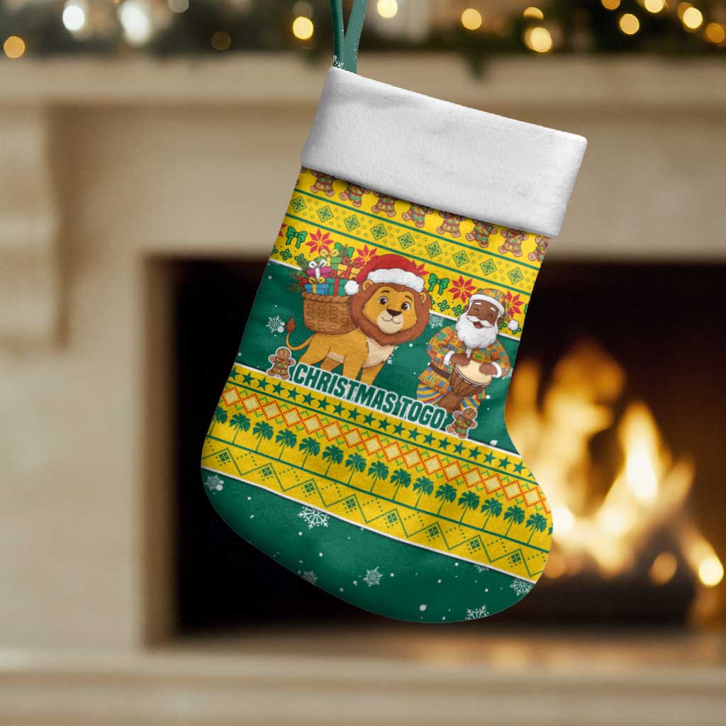 Togo Christmas Stocking with Santa Lion Drummer Gingerbread and National Emblem - Wonder Print Shop