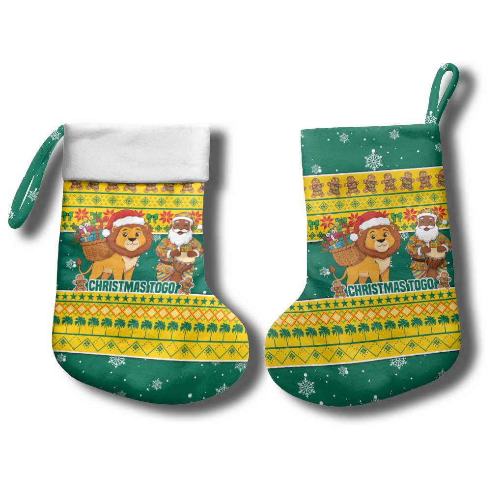 Togo Christmas Stocking with Santa Lion Drummer Gingerbread and National Emblem - Wonder Print Shop