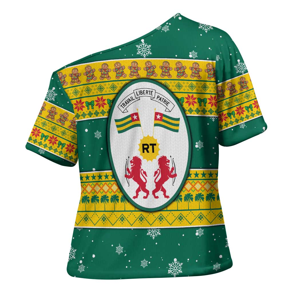Togo Christmas Cross Shoulder Shirt with Santa Lion Drummer Gingerbread and National Emblem - Wonder Print Shop